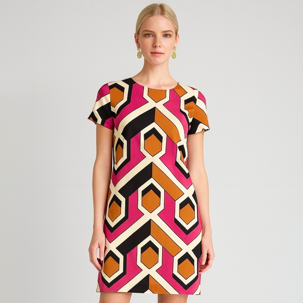 NWT 97% Cotton Anthropologie x Corey Lynn Calter Geometric Shift Dress - Picture 6 of 6